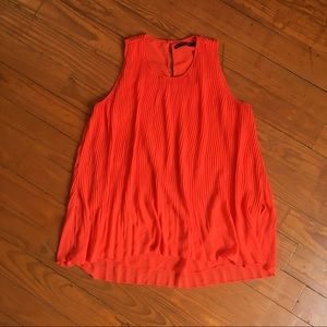 🌴Orange Zara Basic Pleated, Flowy Tank - Size M🌴